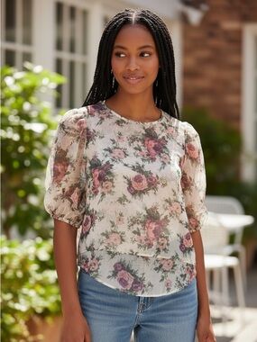 Final Touch Floral Sheer Blouse